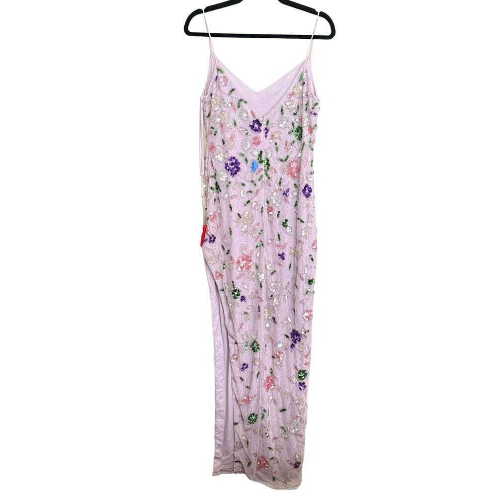 Mac Duggal Floral Embroidered Maxi Dress - Pink and Purple - Picture 6 of 13